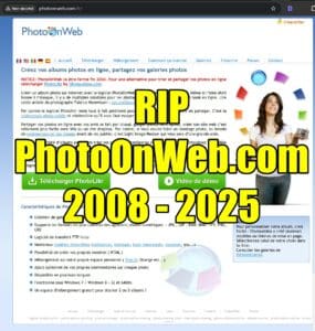 PhotoOnWeb a fermé en 2025, un service de partage d’albums photos sur le web